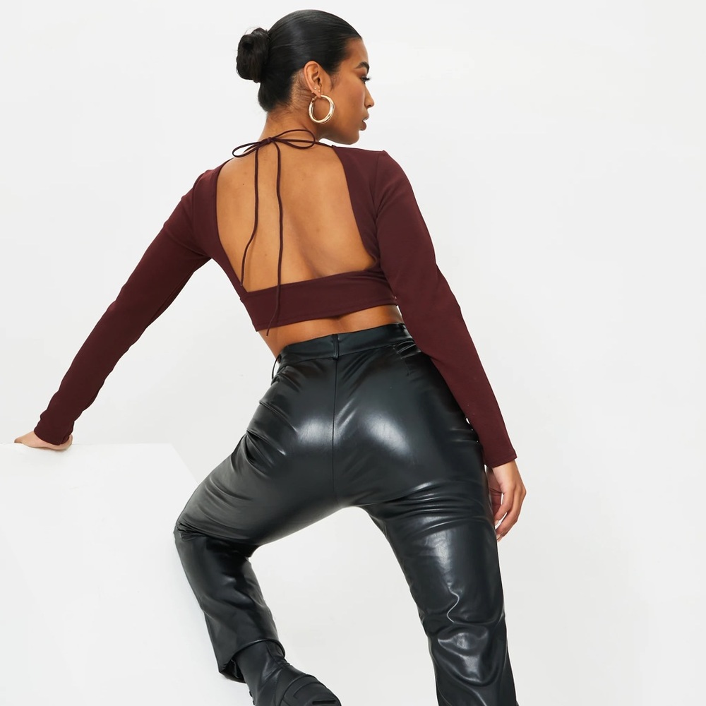 Chocolate backless crop top
